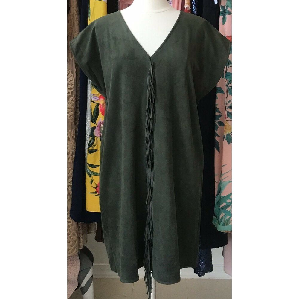 Marie Oliver Andi Suede Fringe Dress- Forest Green - Picture 2 of 4